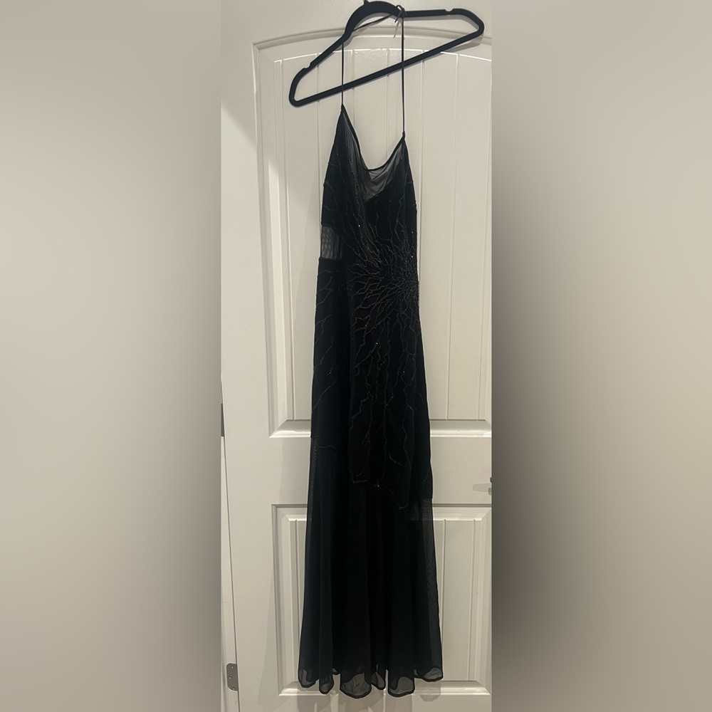 Tadashi Black One Shoulder Cocktail Gown